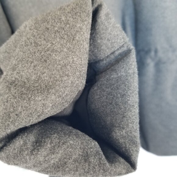 Gray Puffer Winter Coat Size Medium Short Flannel Zip and Snap Cinched Waist - Picture 12 of 12